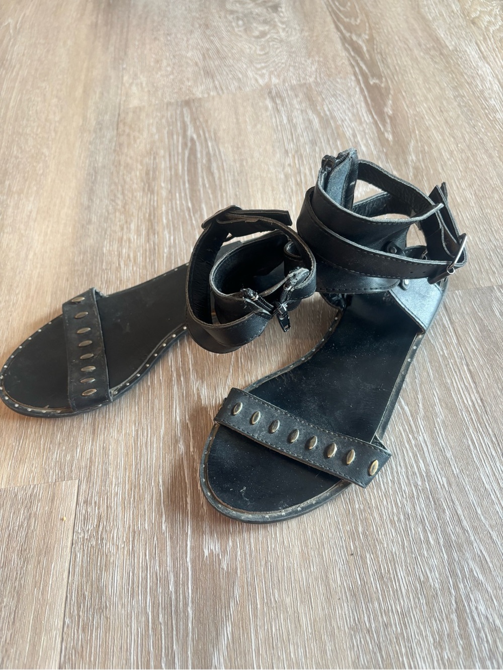 Charlotte Russe Black Ankle Strap Studded Sandals